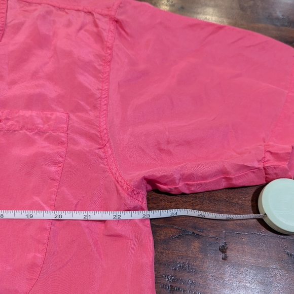 Vintage Neon Pink 100% Silk Shirt Size Large - Picture 6 of 8